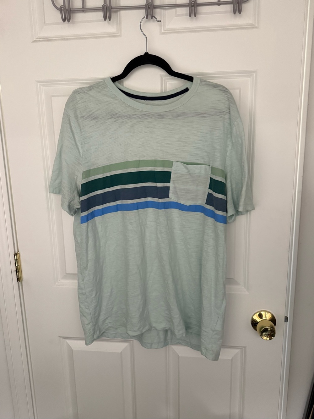 GAP Light Mint Striped Pocket Tee